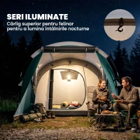 Outsunny Cort de Camping pentru 3 Persoane, Impermeabil, Tunel, cu Geantă de Transport, 460x260x190 cm, Verde(m-5)