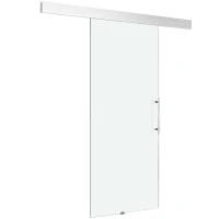 HOMCOM Porta Scorrevole Interna in Vetro Smerigliato con Binario B1 e Maniglia per Bagno Cucina Studio Vetro 205x 90x 0.8cm(m-11)