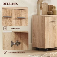 HOMCOM Aparador de Sala com Rodas 2 Portas e Prateleiras para Sala de Estar Quarto Escritório 60x35x65 cm Madeira(m-6)