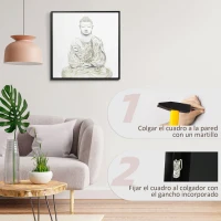 HOMCOM Cuadro en Lienzo de Buda con Textura Dorada para Decoración en Dormitorio Salón Cocina  83x83 cm Multicolor(m-5)