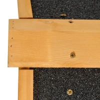 PawHut Kleintierstall mit Freigehege u. Rampe 122 cm x 63 cm x 92 cm Tannenholz Metall Hellgelb+Dunkelgrau(m-8)
