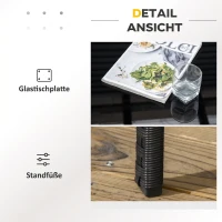 Outsunny Set Exterior Rattan PE cu Canapea, 2 Fotolii cu Perne și Măsuță din Sticlă, Negru și Gri(m-6)