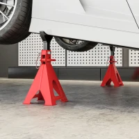 HOMCOM Unterstellbock 6 Tonnen Traglast 2 Stück Stützbock inkl 2 Sicherungssplint Höhenverstellbar Rot(m-10)
