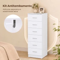HOMCOM Cómoda de 6 Gavetas Alta para Quarto com Sistema Antitombo 40x40x110 cm Cinzento Claro e Branco(m-6)