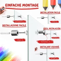 Vinsetto Tablă albă din sticlă și aluminiu cu 4 markere colorate și burete ștergător, 90x60x0,4 cm(m-6)