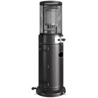 Outsunny Gas Patio Heater, 11 kW Portable Propane Outdoor Heater with Pulse Ignition, Protective Mesh, Tip-over Protection, Black(m-1)
