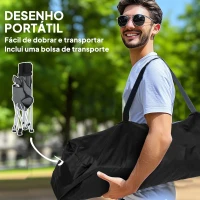 Outsunny Conjunto de 2 Cadeiras Dobráveis Campismo com Apoio para a Cabeça Porta-Copos e Bolsa Lateral 50-100x82x88 cm Cinza e Preto(m-6)