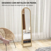 HOMCOM Espelho de Pé 160x40 cm com Moldura Efeito Pedra Espelho de Corpo Inteiro  Retangular para Pendurar Bege(m-5)