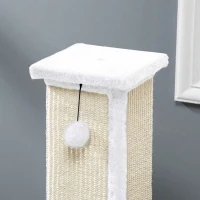 PawHut Poste Arranhador para Gatos 81 cm com Sisal e Bola Suspensa, 41x41x81 cm, Branco(m-7)