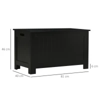 HOMCOM Baú de Armazenamento de Madeira Baú de Arrumação com Dobradiça de Segurança Carga Máxima 20 kg 81x40x46 cm Preto(m-3)