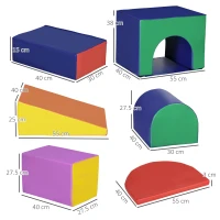 HOMCOM Set de Joacă pentru Copii 12-36 Luni cu 7 Blocuri Multicolor din PU și EPE, 170x130x40 cm(m-3)