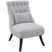 HOMCOM Poltrona de Sala de Estar Moderna Estofado em Linho com Almofada e Estrutura de Madeira 52,5x69x77 cm Cinza(m-1)