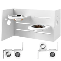 PawHut Hundefutternapf-Gestell, verstellbare Futternäpfe mit separatem Design, 2 Edelstahlschüsseln, Anti-Schling-Matte, Weiß(m-12)