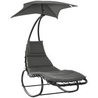 Outsunny Schaukelliege Schaukelstuhl Relaxliege mit Dach Garten Balkon Büro Dunkelgrau 185 x 114 x 190 cm(m-12)