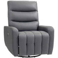 HOMCOM Relaxsessel, Polstersessel mit Liegefunktion, Fernbedienung, USB-Anschluss, Grau(m-12)