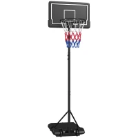 SPORTNOW Basketballständer, höhenverstellbar, mobil, befüllbar, bruchsichere Rückwand, Korbhöhe 1,82 - 2,13 m, Schwarz(m-1)