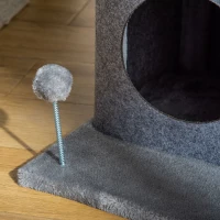 PawHut Arbre à chats design cosy chic multi-équipements centre d'activités niches plateformes lit jeu boule feutres amovibles lavables panneaux de particules peluche courte 48 x 48 x 100 cm gris(m-8)