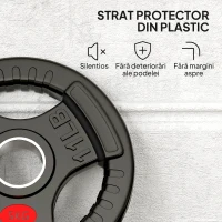 SPORTNOW Set de discuri greutăți 2x5 kg cu orificiu de 5 cm și 3 mânere, oțel cu înveliș din plastic, negru(m-6)