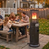Outsunny Gas Patio Heater, 11 kW Portable Propane Outdoor Heater with Pulse Ignition, Protective Mesh, Tip-over Protection, Black(m-14)