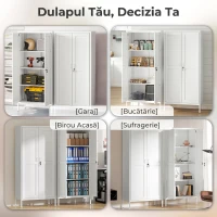 HOMCOM Dulap pentru Birou din Oțel cu 3 Rafturi Reglabile, cu Încuietoare și 2 Chei, 80x40x175 cm, Alb(m-6)