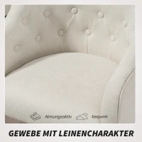 HOMCOM Gepolsterter Bürostuhl, Schreibtischstuhl in Leinenoptik, goldfarbene Beine, höhenverstellbar, Beige(m-7)
