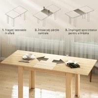HOMCOM Masă extensibilă pentru 6-8 persoane, 140-180 x 80 cm, culoare lemn(m-5)