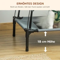 PawHut Erhöhtes Hundebett mit Baldachin, Haustierbett, Hundeliege outdoor mit Dach, Atmungsaktiv, Taftstoff für Camping Grau 76 x 61 x 73 cm(m-6)