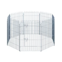 PawHut Freilaufgehege Welpenauslauf Welpenzaun Laufstall Welpengitter für Tiere 8-teilig B63 x H91 cm(m-12)