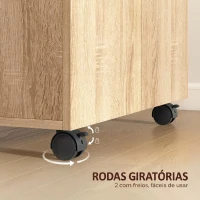 HOMCOM Aparador de Sala com Rodas 2 Portas e Prateleiras para Sala de Estar Quarto Escritório 60x35x65 cm Madeira(m-5)