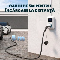 HOMCOM Cablu Încărcare EV Tip 2, 22 KW, 32 A, Mod 3, Trifazat, 5m, Negru(m-3)