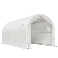 Outsunny Garagem Exterior 3x6 m Impermeável com Tecido PE Resistente e Estrutura de Metal Galvanizado UPF 30+ Branco(m-1)