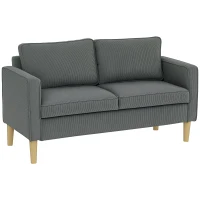 HOMCOM Canapea cu 2 locuri, cu spațiu de depozitare și 2 perne, din material textil cu efect de catifea și lemn, 140x63x79 cm, gri(m-11)