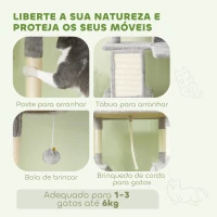 PawHut Arranhador para Gatos Grande Altura 173 cm Torre para Gatos com Plataformas Caverna Bolas Suspensa e Rede Cinza Claro(m-6)