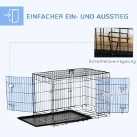 PawHut Hundekäfig, Hundebox, Transportkäfig, herausnehmbare Bodenwanne, klappbar, 92 x 57 x 62,5 cm, Schwarz(m-4)