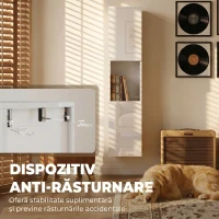 HOMCOM Dulap Multimedia Slim cu 5 Rafturi Reglabile, Alb(m-7)