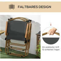 Outsunny Campingstühle, 2 x Strandstuhl, faltbar, Stahl, Holzoptik, Dunkelgrau(m-5)