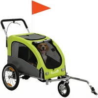PawHut 2-in-1 Hundeanhänger für Fahrrad Faltbarer Hundebuggy für kleine & mittelgroße Hunde bis 20 kg, Grün(m-12)