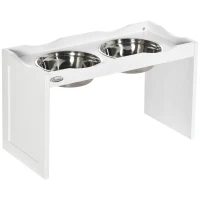 PawHut Futterstation, Napfständer, 2 Fressnäpfe je 2 Liter, Edelstahl, für große Hunde, weiß, 63 x 30 x 24cm(m-1)