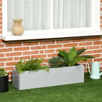 Outsunny Pflanzkübel, lackierter Stahl, wetterbeständig, 91 cm x 22 cm x 22 cm, Grau(m-10)