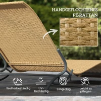 Outsunny Sonnenliege Polyrattan Gartenliege mit Kissen, wetterfest Liege 120 kg belastbar 166 x 63 x 76 cm Beige(m-4)