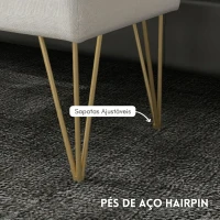 HOMCOM Banco para Pé de Cama Estofado em Tecido Sintético com Pernas de Aço e Assento Acolchoado 100x40x49 cm Creme(m-6)