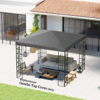 Outsunny 3 x 3 m Ersatzplane für Pavillon, Plane für Garten-Pavillon, mit Wasserablauföffnungen, UPF30+, Dunkelgrau(m-10)