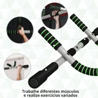 HOMCOM Barra de Elevações Multifuncional de Parede com Pegas Antideslizantes Carga 110 kg Cinzento e Preto(m-6)