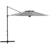 Outsunny Ø3 m Ampelschirm, neigbar, drehbar, Handkurbel, Windhaube, Metallmast, Dunkelgrau(m-1)