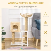 PawHut Arbre à chat arbre à grimper griffoir pour chat hauteur 100,5 cm avec coussins et échelle centre d'activités poteaux en quenouille(m-4)