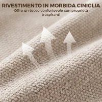 HOMCOM Sedia da Ufficio Girevole con Schienale Alto e Altezza Regolabile, in Ciniglia, Beige(m-7)
