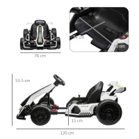 HOMCOM Go-kart electric pentru copii de 6-12 ani, 24V, 12 km/h, cu scaun reglabil, alb(m-3)