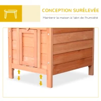 PawHut Clapier à lapin cage à lapin avec rampes/porte, toit ouvrant et étanche - en bois de sapin naturel et vert(m-5)