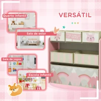 ZONEKIZ Estante para Brinquedos com 6 Caixas de Tecido não Tecido Amovíveis Organizador de Brinquedos 63x30x66 cm Rosa(m-6)