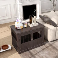 PawHut Gaiola para Cães com Mesa Auxiliar 3 Portas Francês e Fecho Magnético para Cães Pequenos 78x53x59,3 cm Castanho(m-8)
